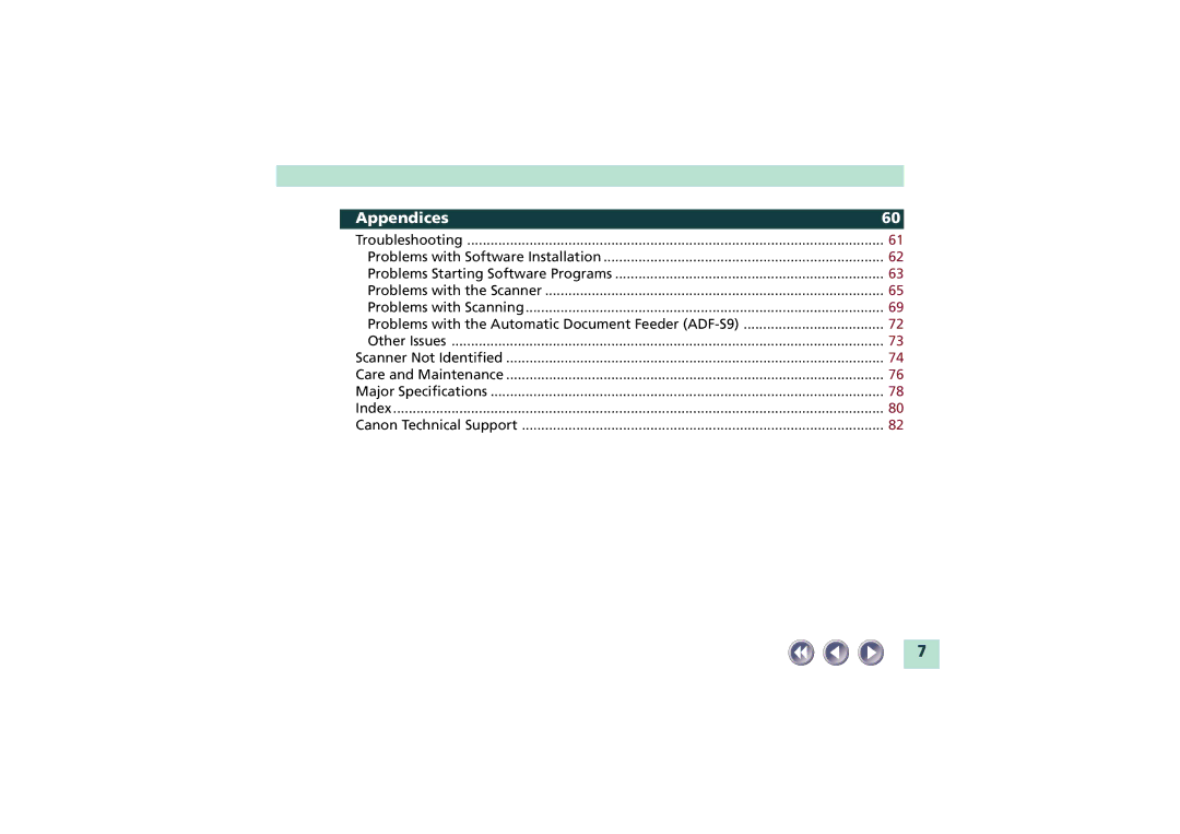 Canon FB1200S manual Appendices 