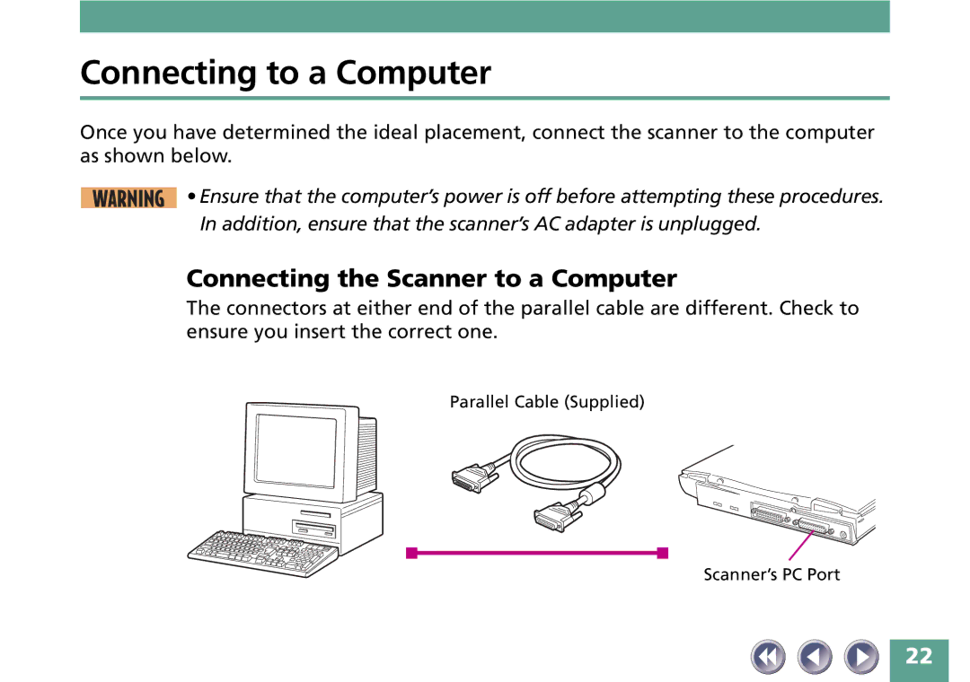 Canon FB330P/FB630P manual Connecting to a Computer, Connecting the Scanner to a Computer 