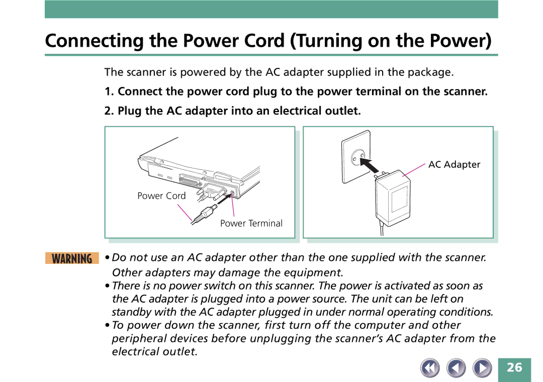 Canon FB330P/FB630P manual Connecting the Power Cord Turning on the Power 