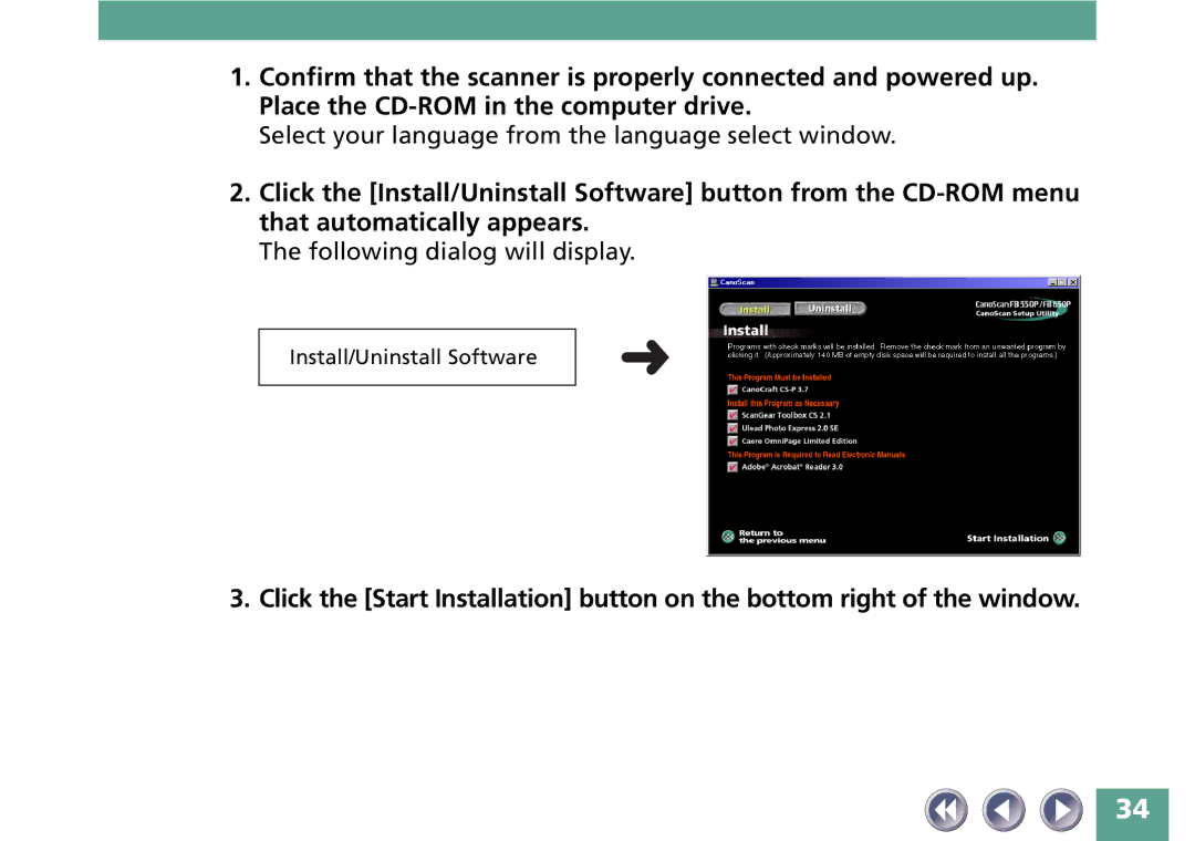 Canon FB330P/FB630P manual Select your language from the language select window 