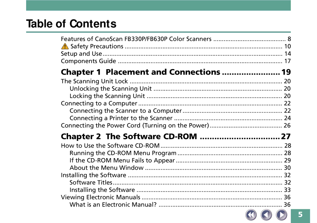 Canon FB330P/FB630P manual Table of Contents 