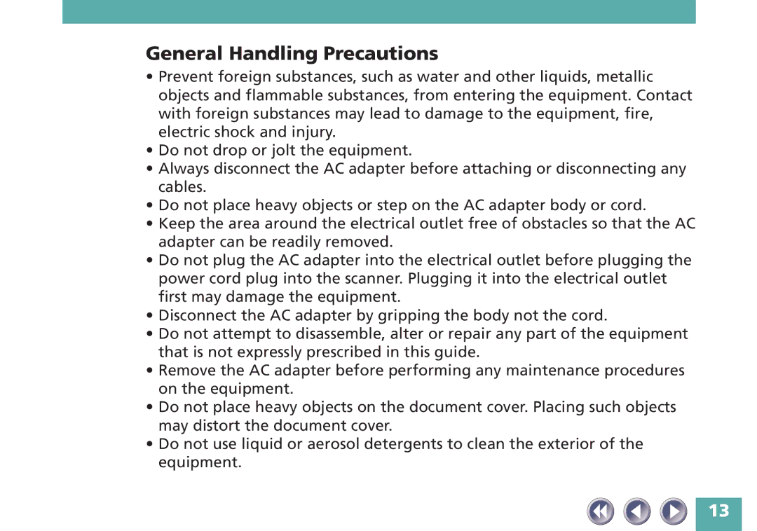 Canon FB320P, FB620P manual General Handling Precautions 