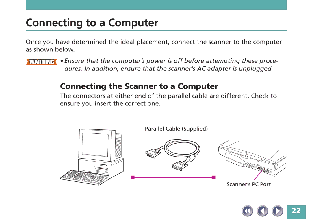 Canon FB620P, FB320P manual Connecting to a Computer, Connecting the Scanner to a Computer 