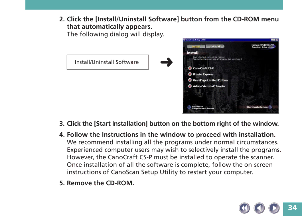 Canon FB620P, FB320P manual Remove the CD-ROM 