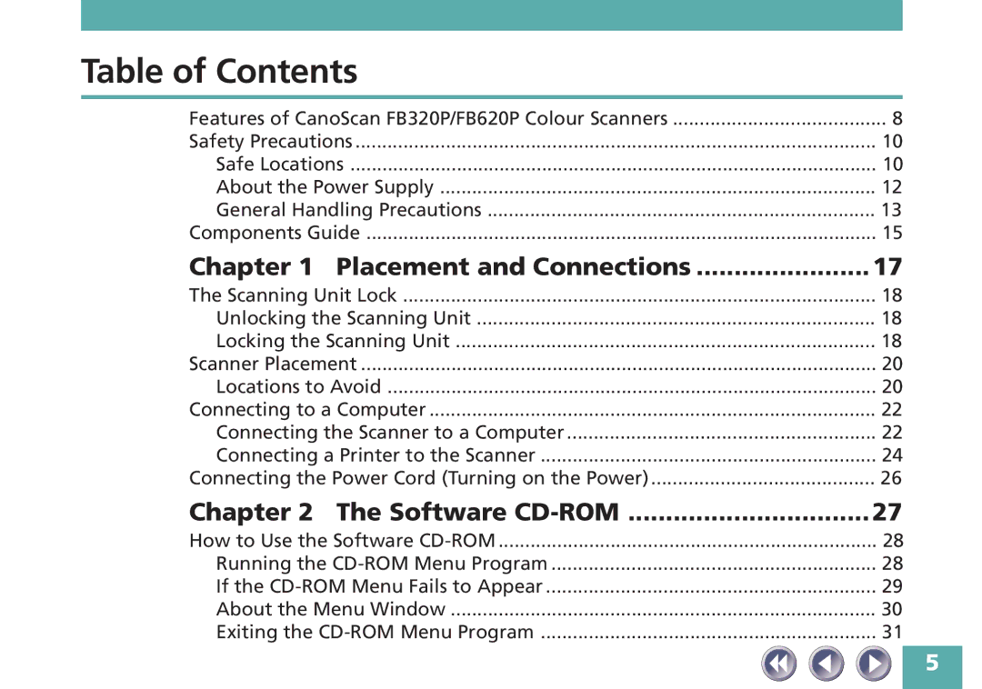 Canon FB320P, FB620P manual Table of Contents 