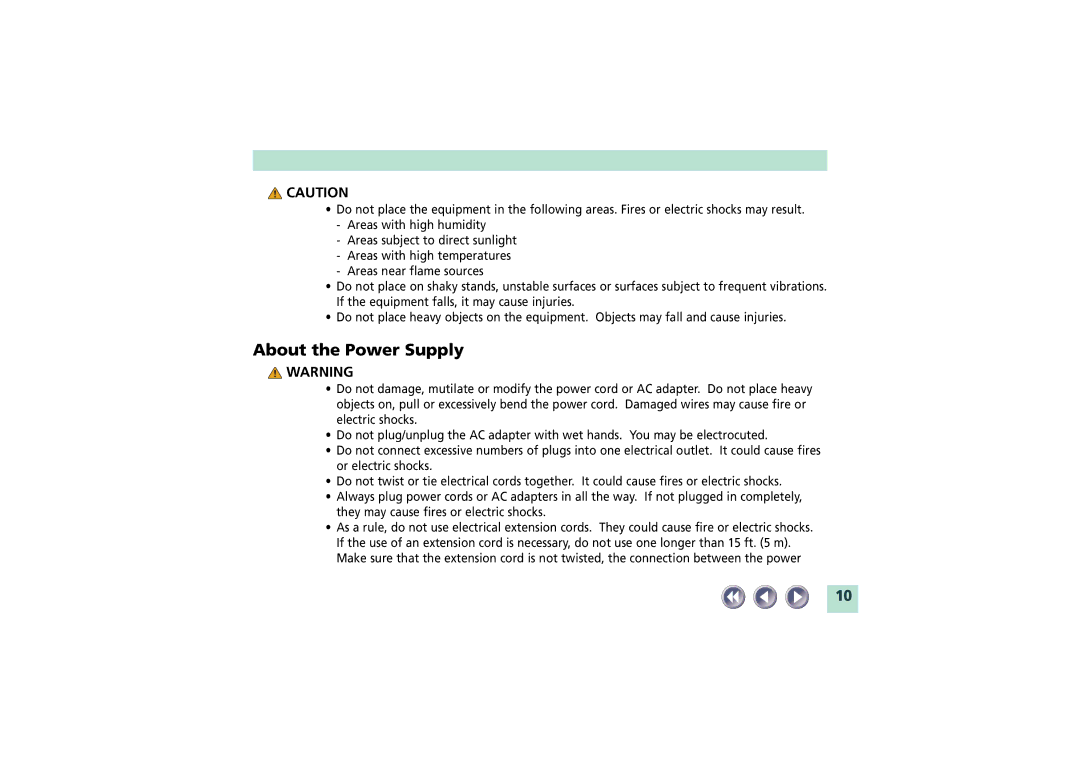 Canon FB620U manual About the Power Supply 