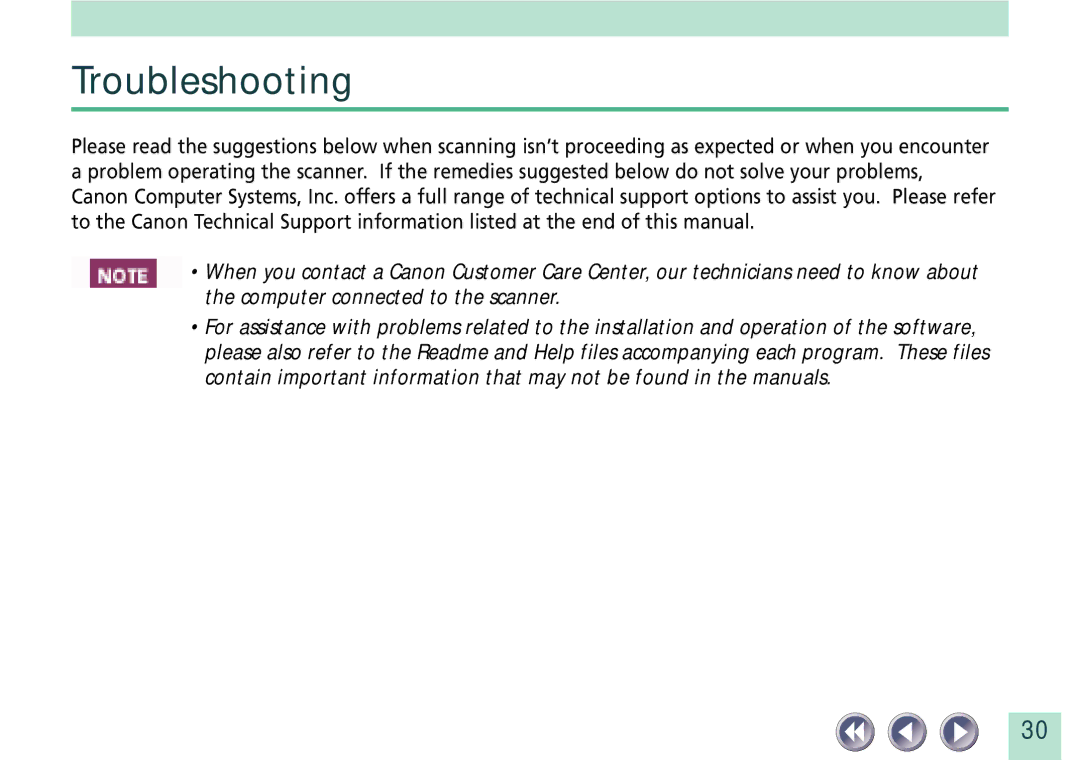 Canon FB620U manual Troubleshooting 