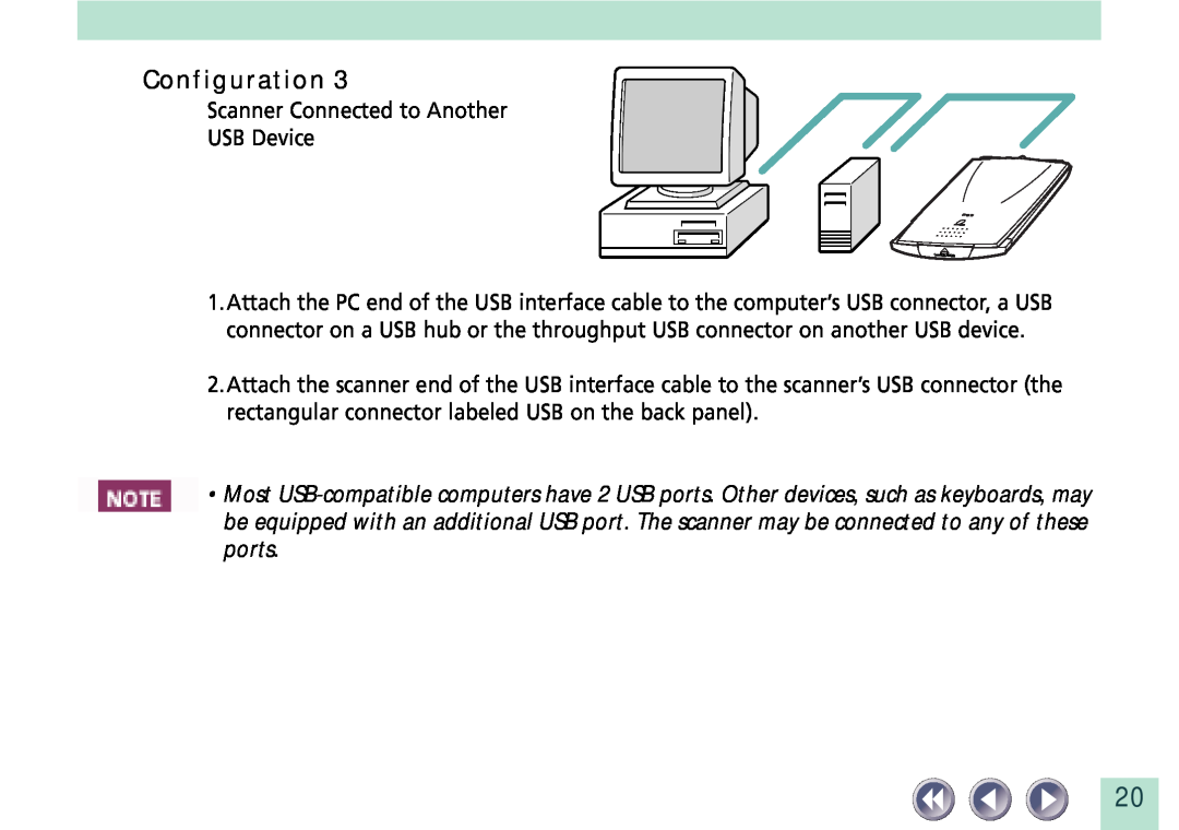 Canon FB620U manual Configuration, Scanner Connected to Another USB Device 
