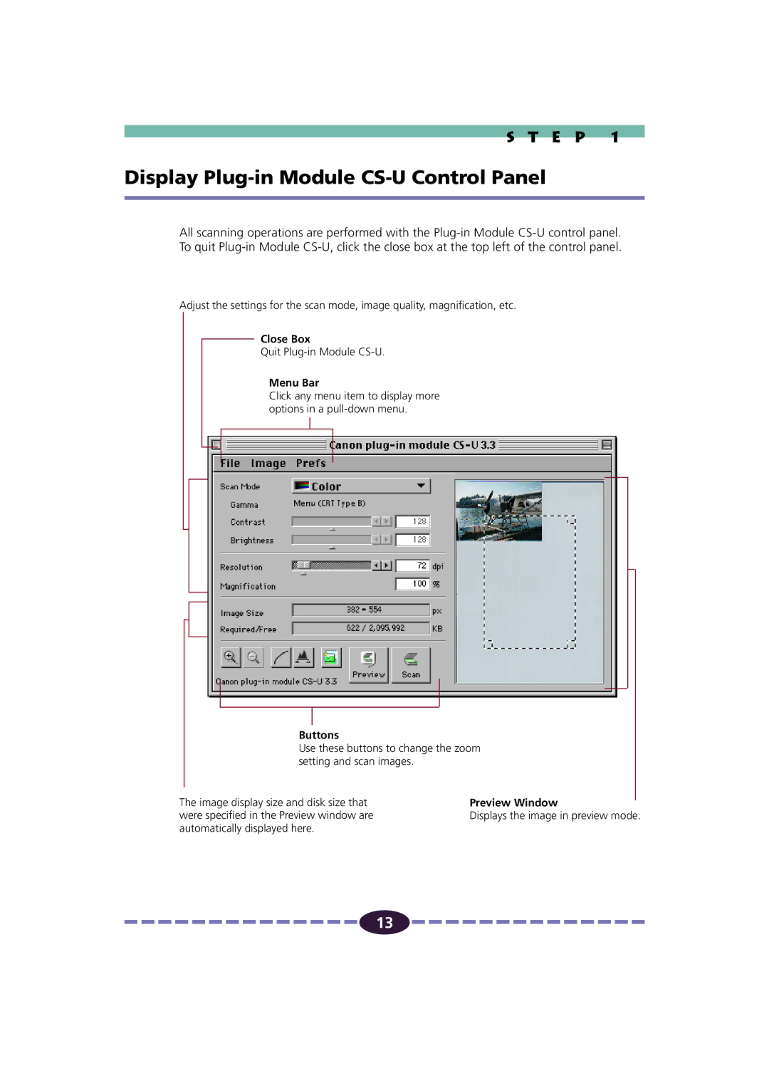 Canon FB630U/FB636U manual Display Plug-in Module CS-U Control Panel, E P 