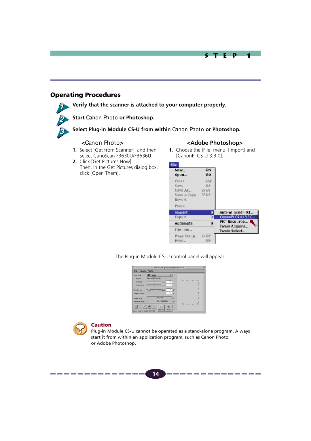 Canon FB630U/FB636U manual E P Operating Procedures, Canon Photo 