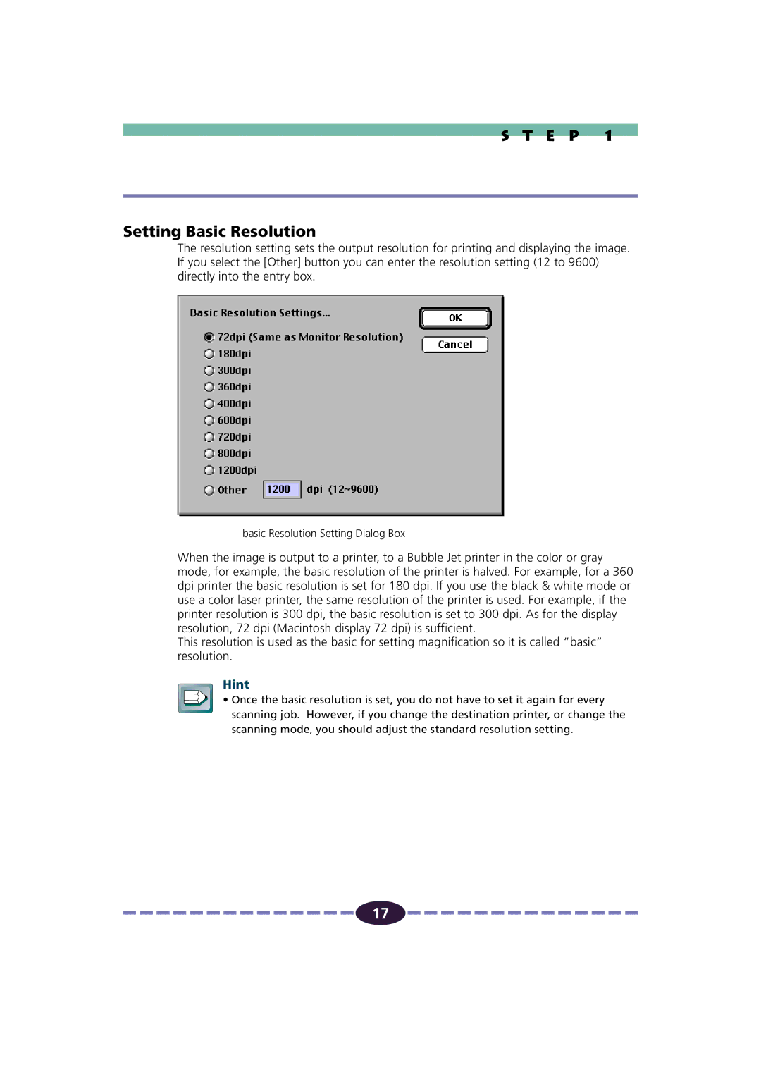 Canon FB630U/FB636U manual E P Setting Basic Resolution 