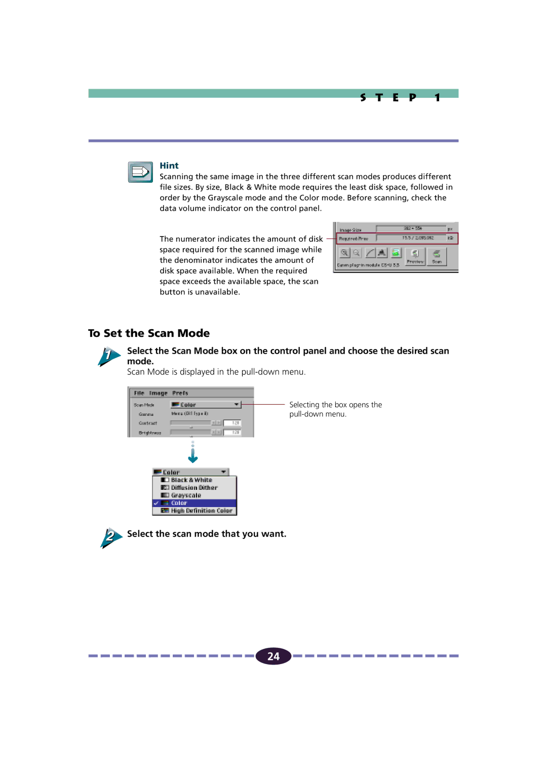 Canon FB630U/FB636U manual To Set the Scan Mode, Select the scan mode that you want 