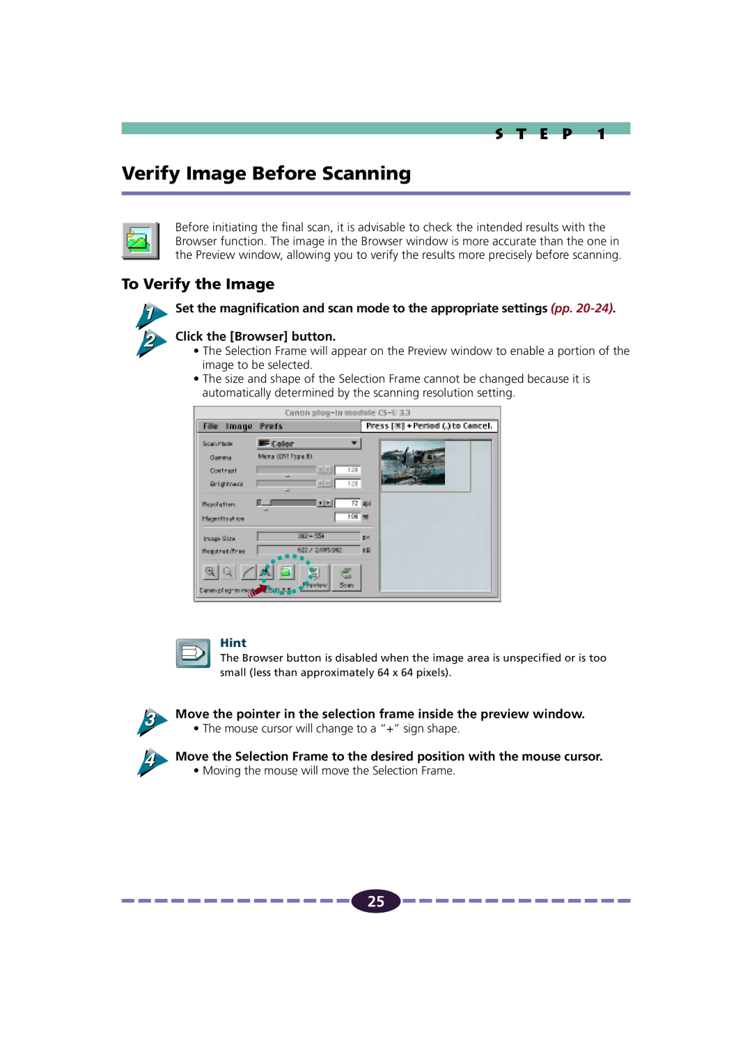 Canon FB630U/FB636U manual Verify Image Before Scanning, To Verify the Image 