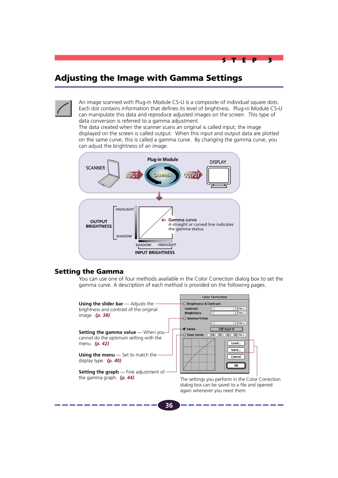 Canon FB630U/FB636U manual Adjusting the Image with Gamma Settings, Setting the Gamma 