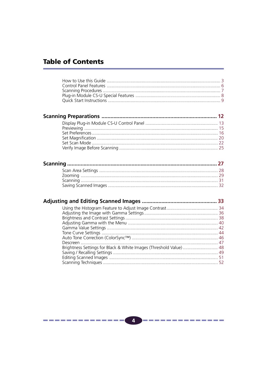 Canon FB630U/FB636U manual Table of Contents 