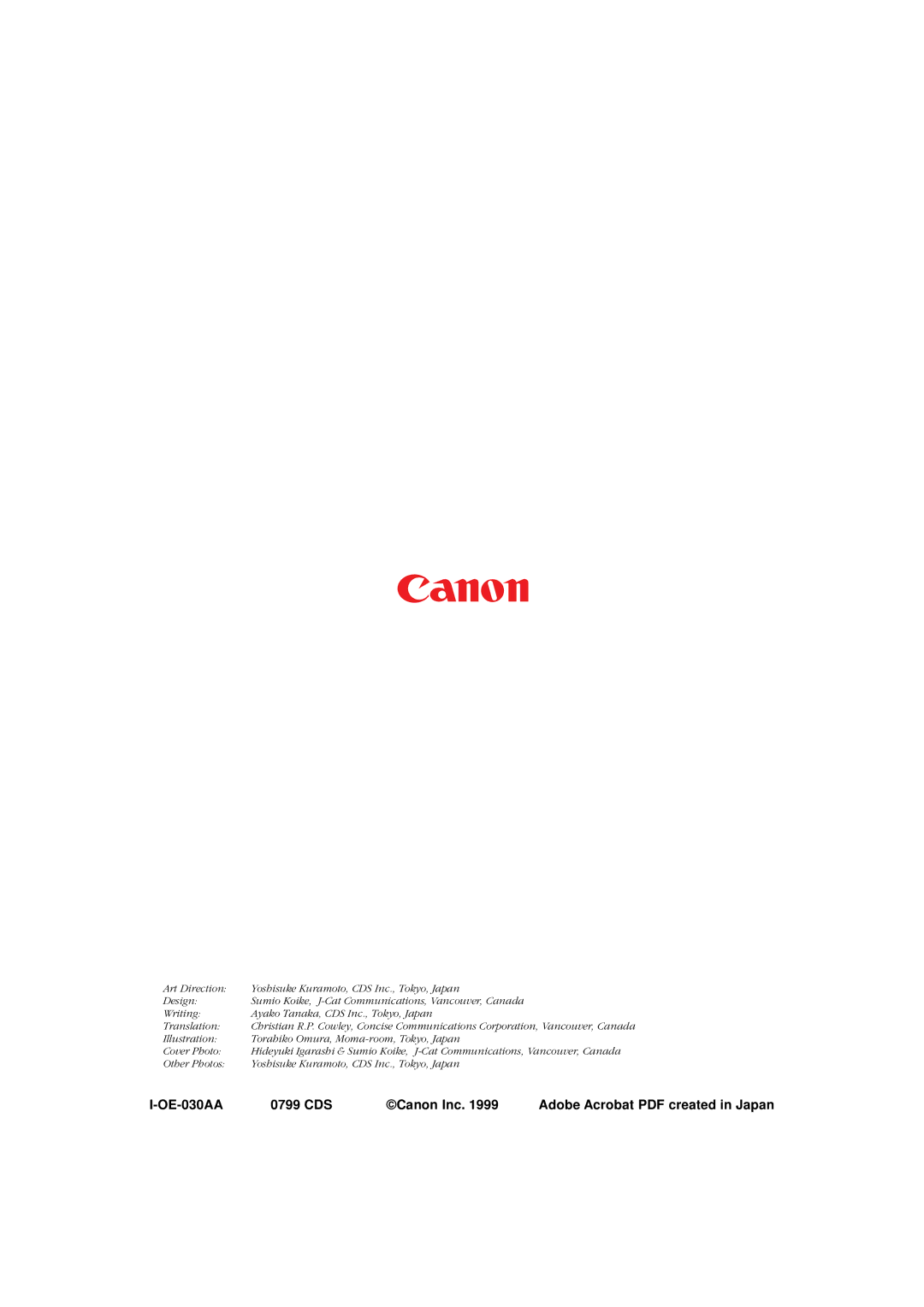 Canon FB630U/FB636U manual OE-030AA 0799 CDS Canon Inc 