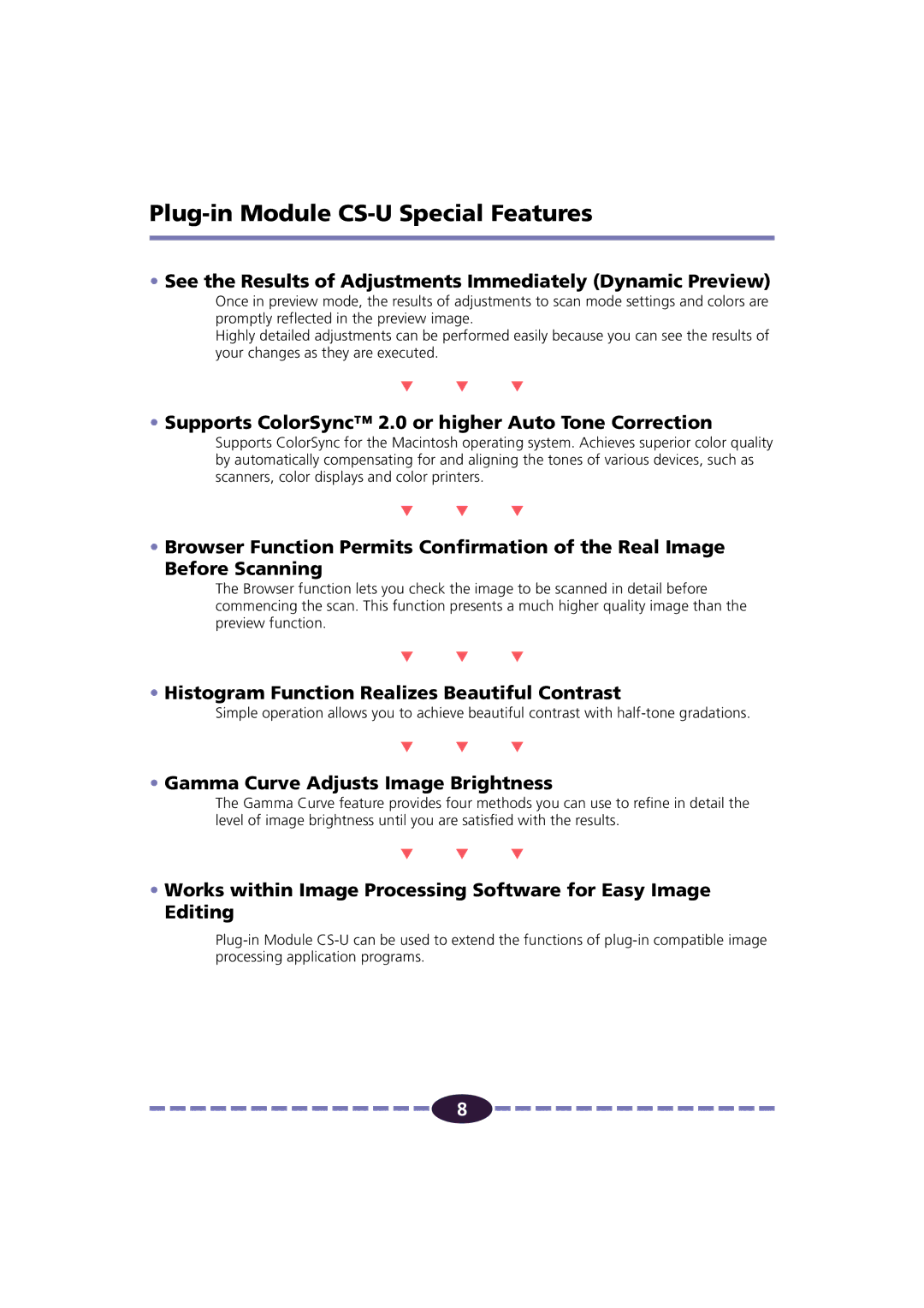 Canon FB630U/FB636U manual Plug-in Module CS-U Special Features, See the Results of Adjustments Immediately Dynamic Preview 