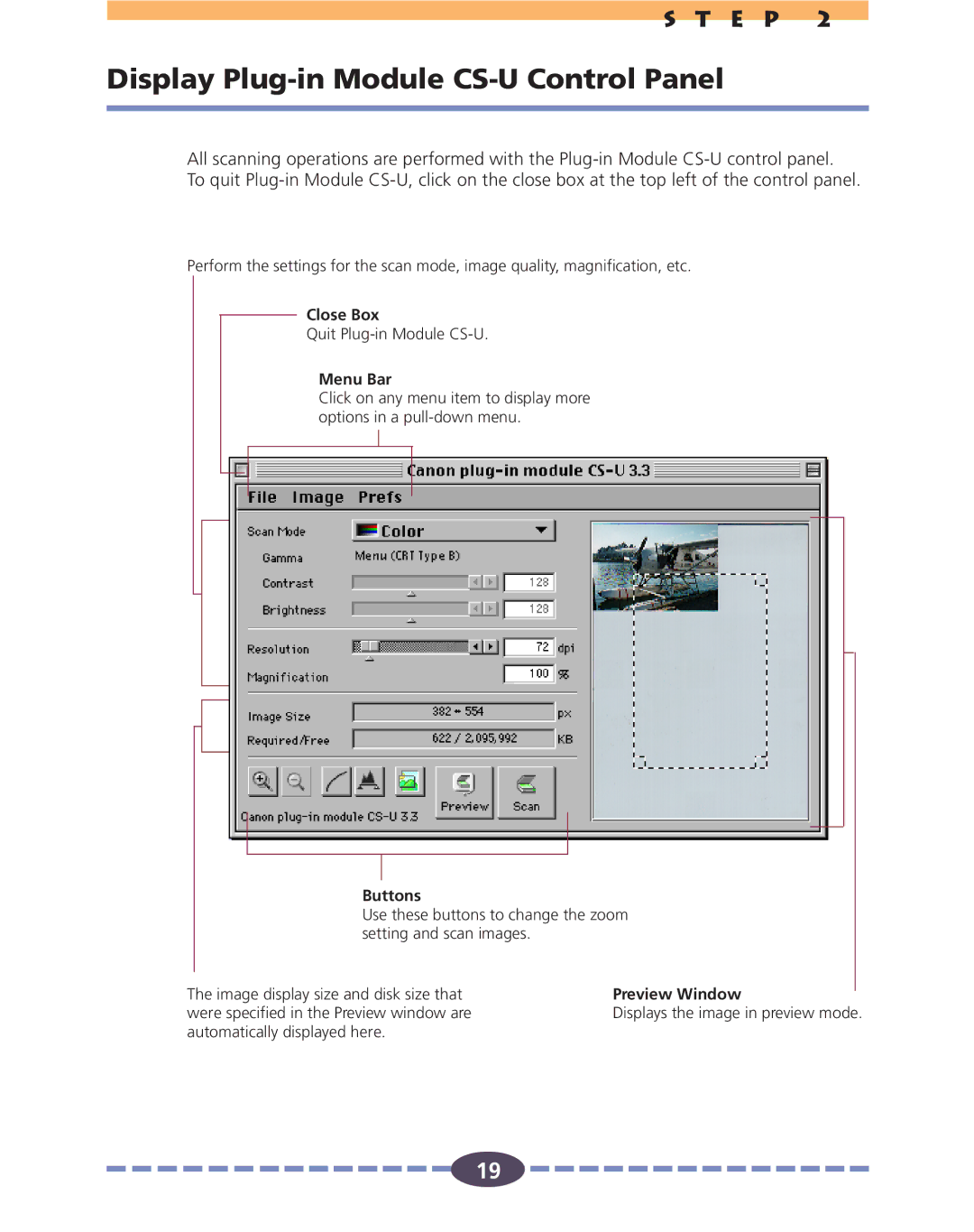 Canon FB630U, FB636U manual Display Plug-in Module CS-U Control Panel, Buttons 