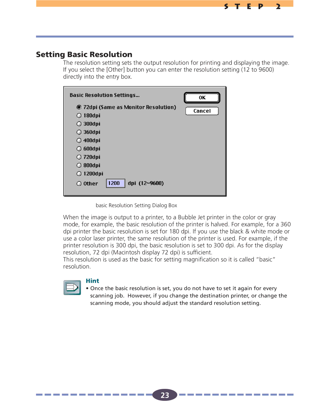 Canon FB630U, FB636U manual E P Setting Basic Resolution 