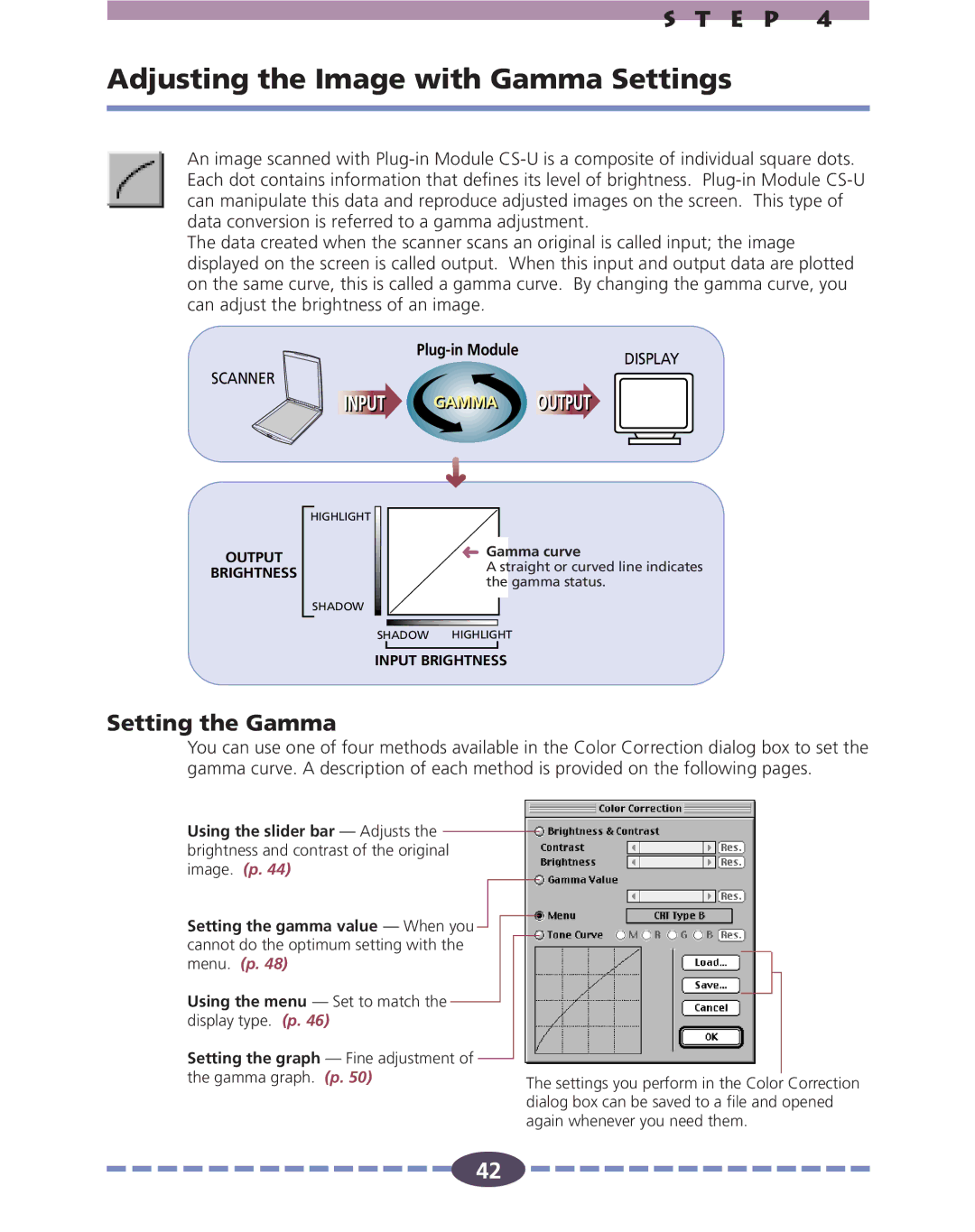 Canon FB636U, FB630U manual Adjusting the Image with Gamma Settings, Setting the Gamma 