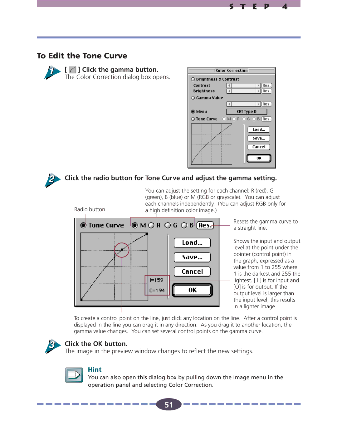 Canon FB630U, FB636U manual E P To Edit the Tone Curve 