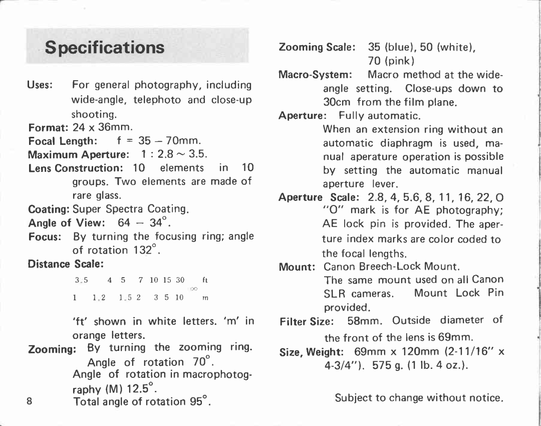 Canon FD 35 manual 