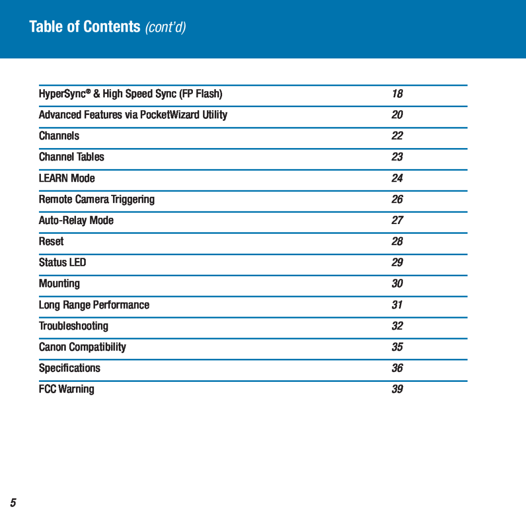 Canon MiniTT1, FlexTT5 owner manual Table of Contents cont’d 