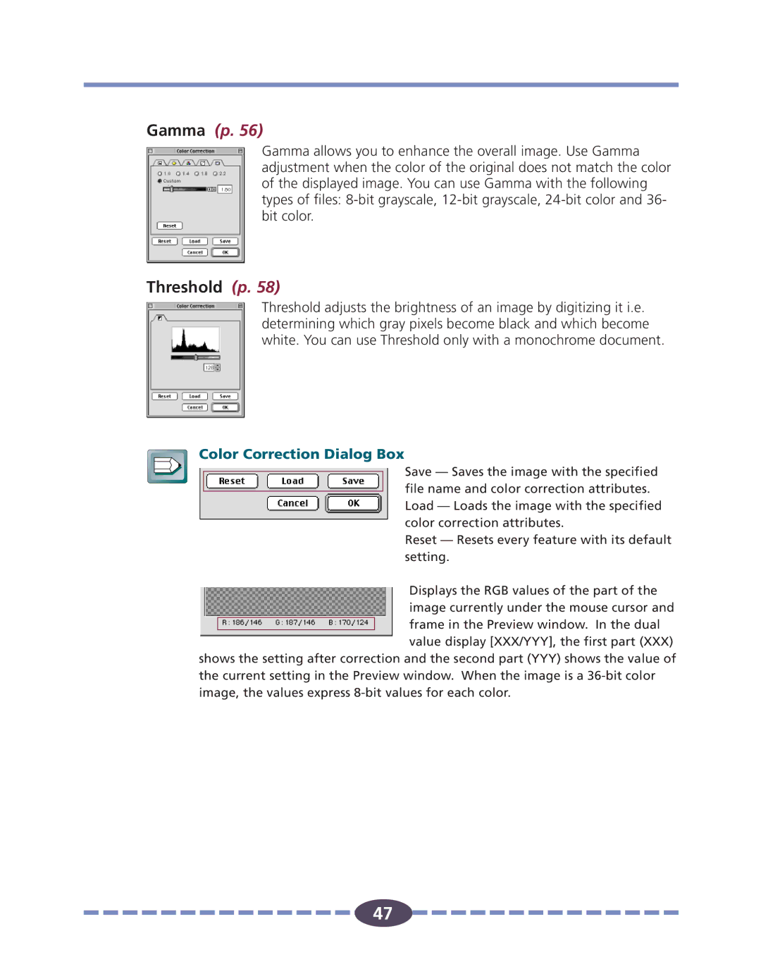 Canon FS 2710 manual Gamma p, Threshold p 