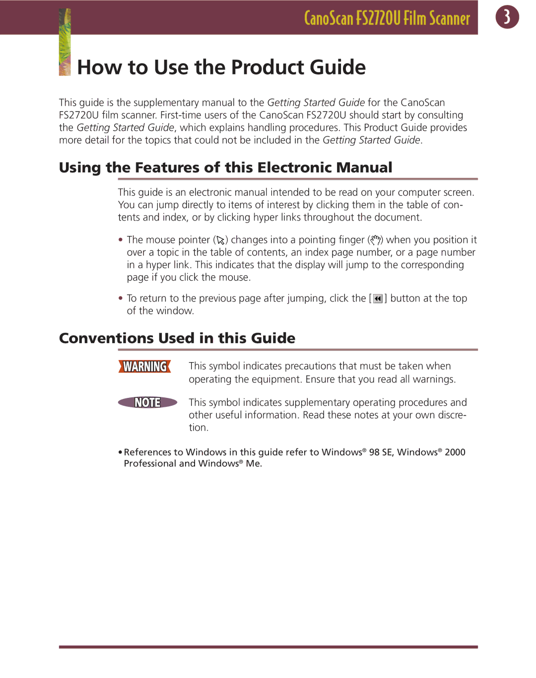 Canon FS 2720 U How to Use the Product Guide, Using the Features of this Electronic Manual, Conventions Used in this Guide 