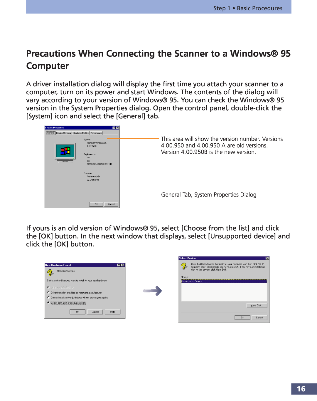 Canon FS 3.6 manual Precautions When Connecting the Scanner to a Windows 95 Computer 