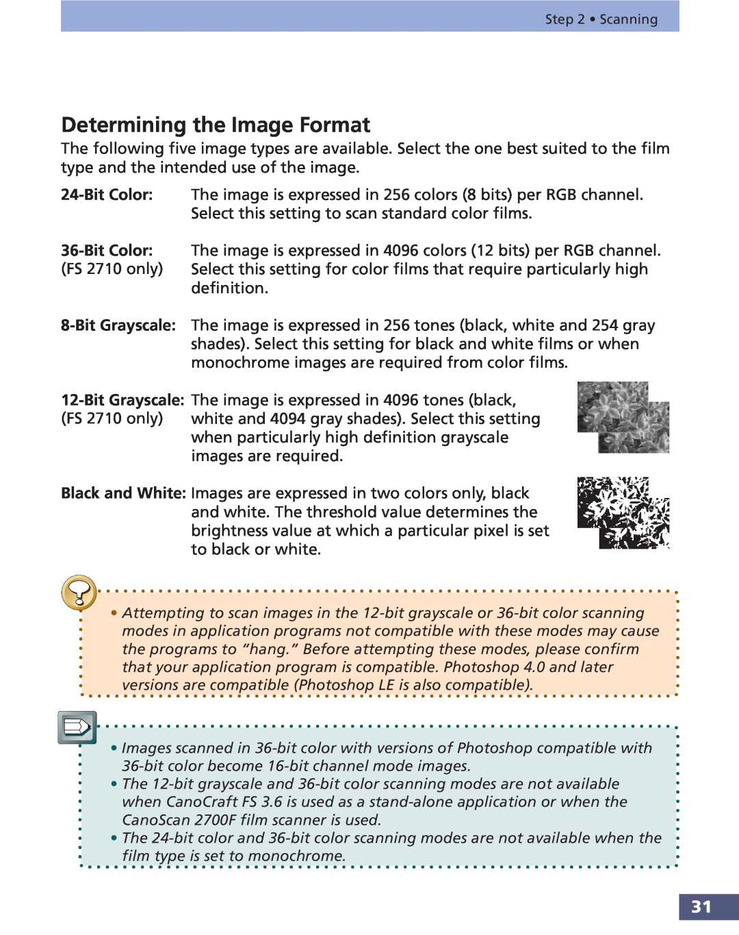 Canon FS 3.6 manual Determining the Image Format 