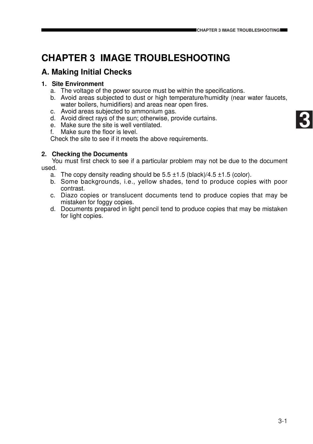 Canon FY8-23AV-000 manual Making Initial Checks, Site Environment, Checking the Documents 