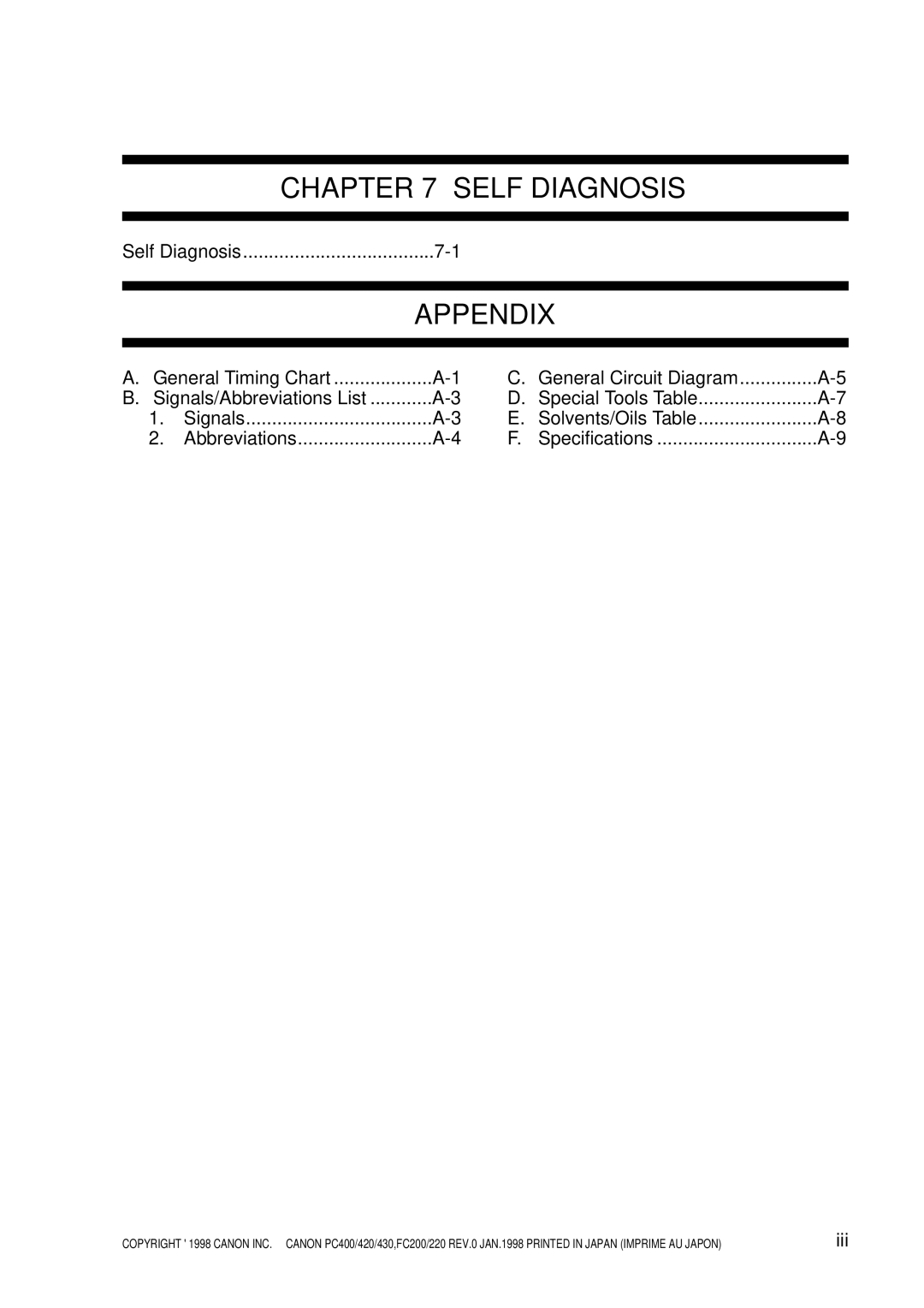 Canon FY8-23AV-000 manual Self Diagnosis 