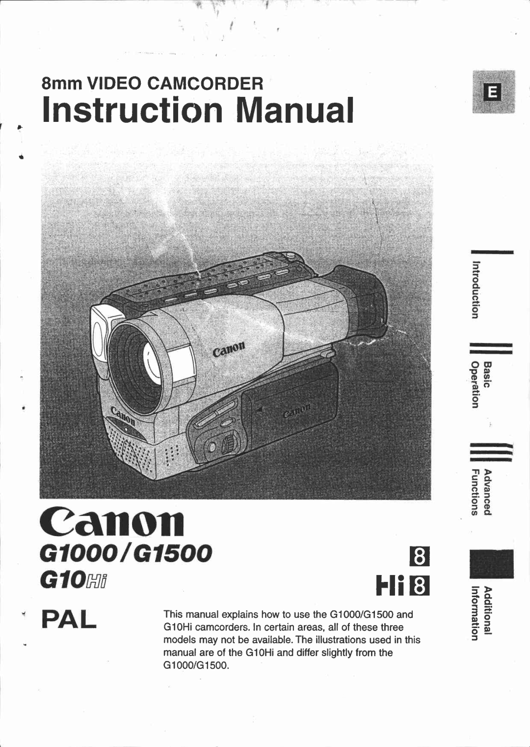 Canon G10 HI, G 1500 manual 