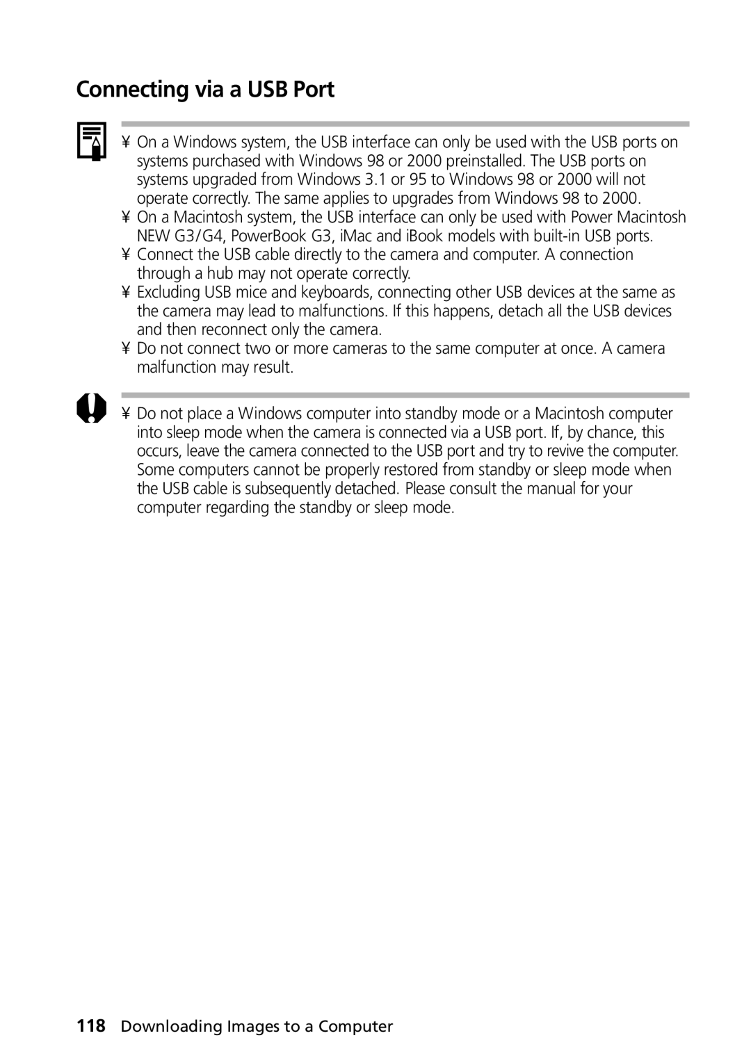 Canon G1 manual Connecting via a USB Port 