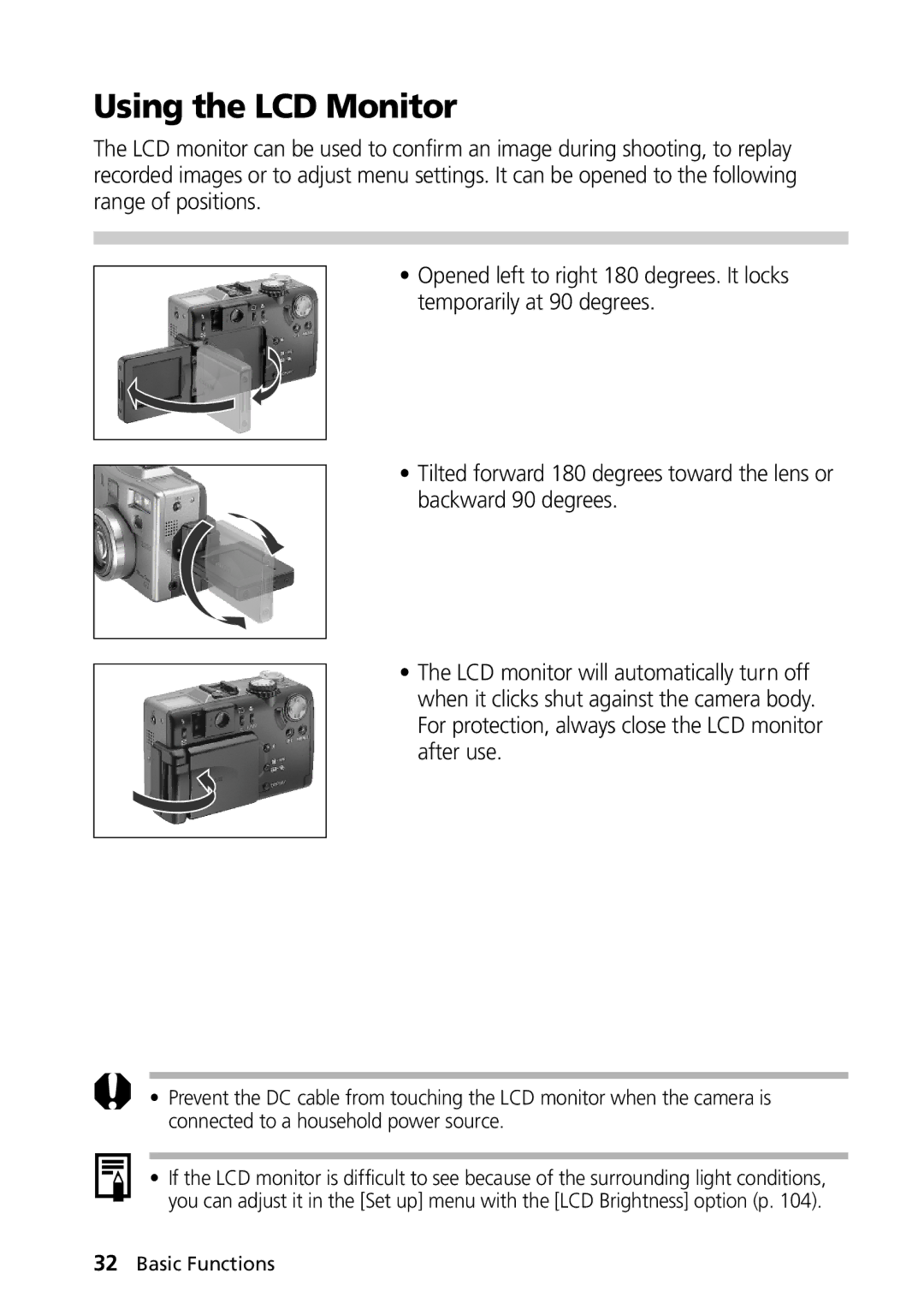 Canon G1 manual Using the LCD Monitor 