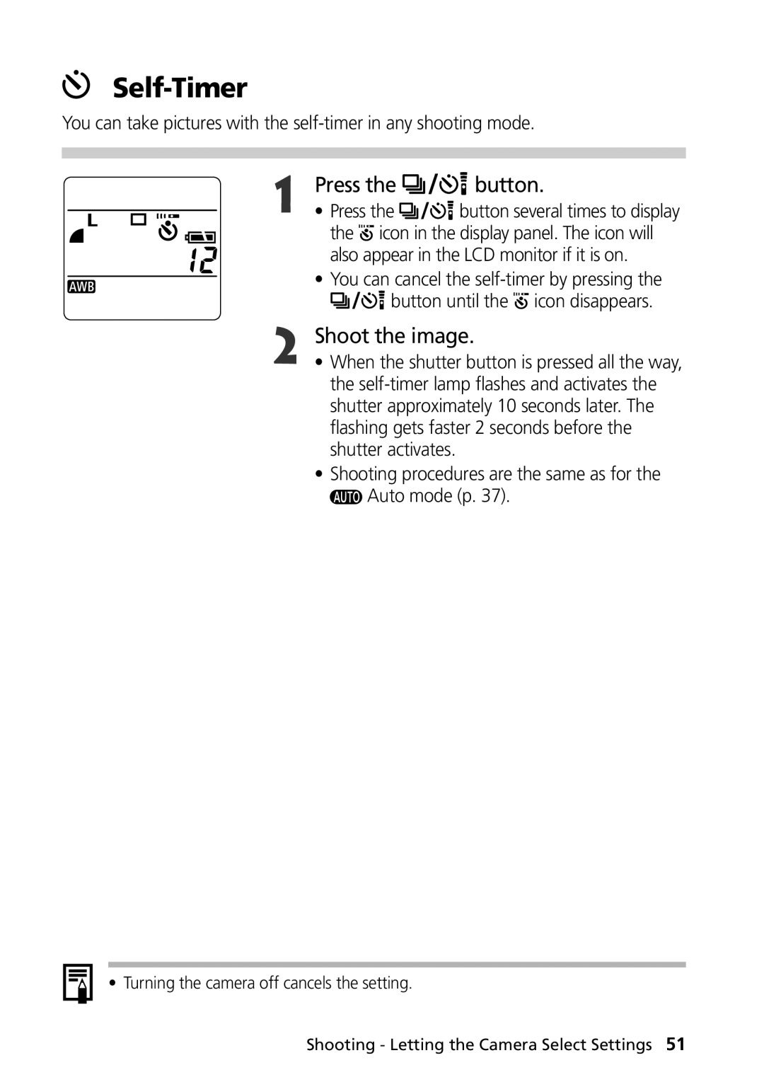 Canon G1 manual Self-Timer 