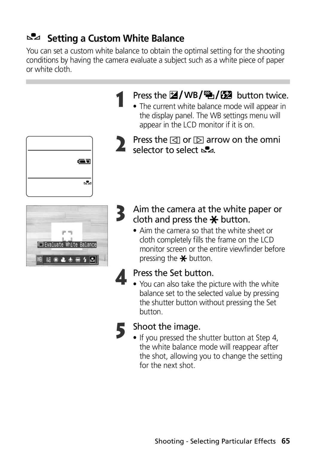 Canon G1 manual Setting a Custom White Balance 