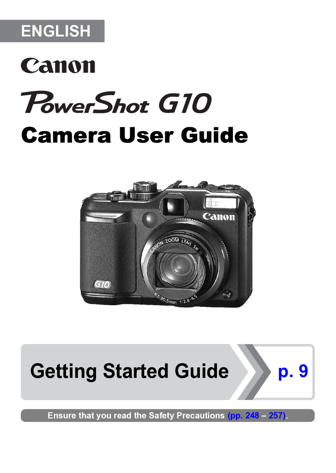 Canon G10 manual Camera User Guide 