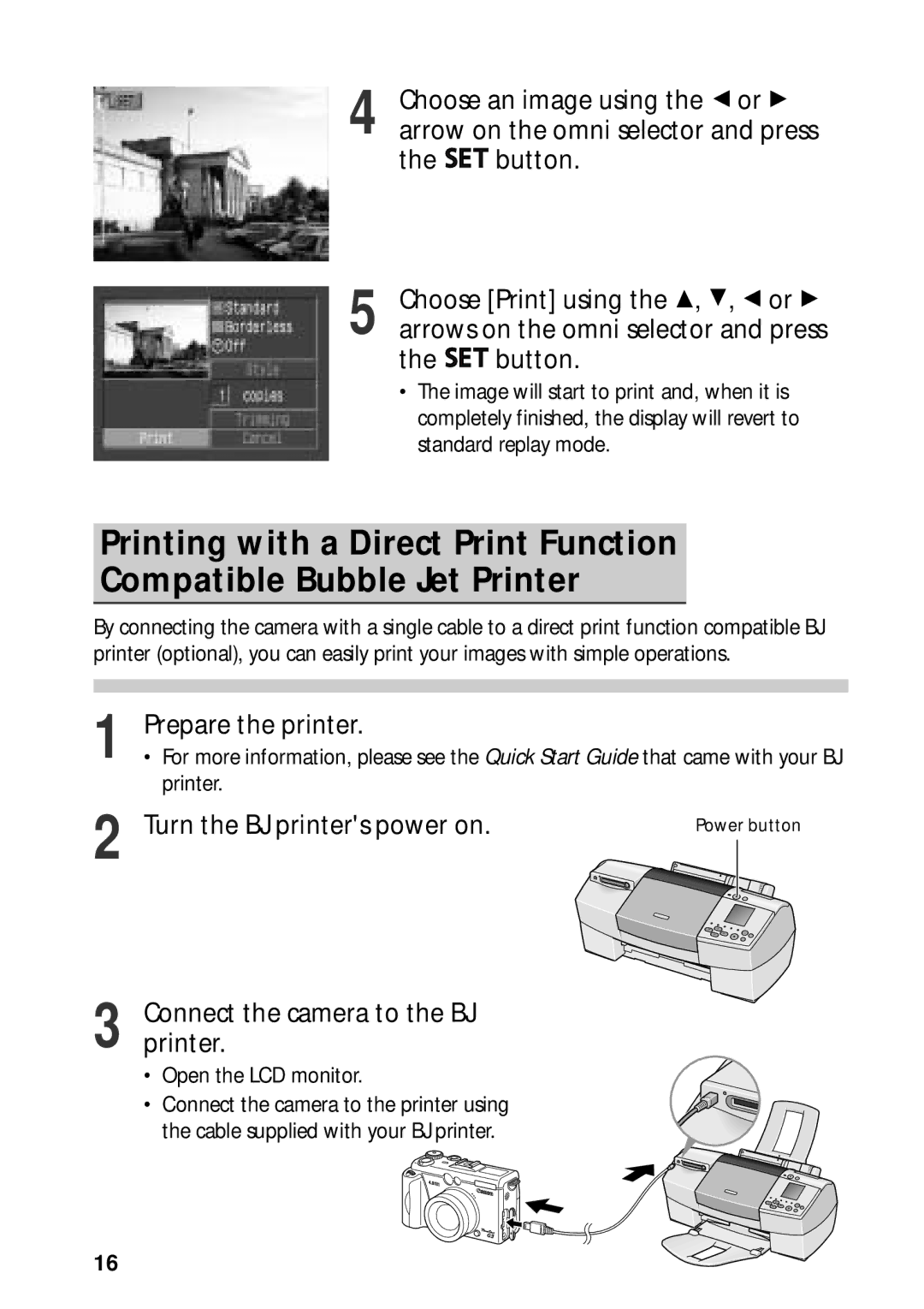 Canon G3 quick start Prepare the printer, Open the LCD monitor 