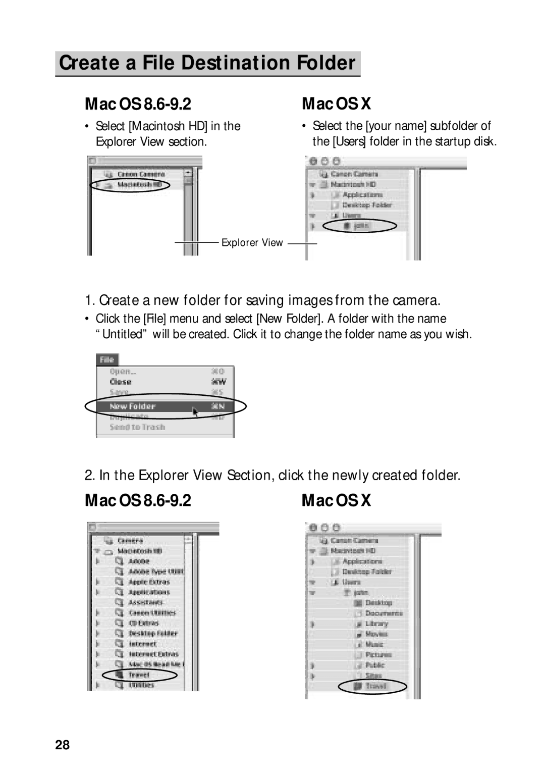 Canon G3 quick start Create a File Destination Folder, Mac OS 