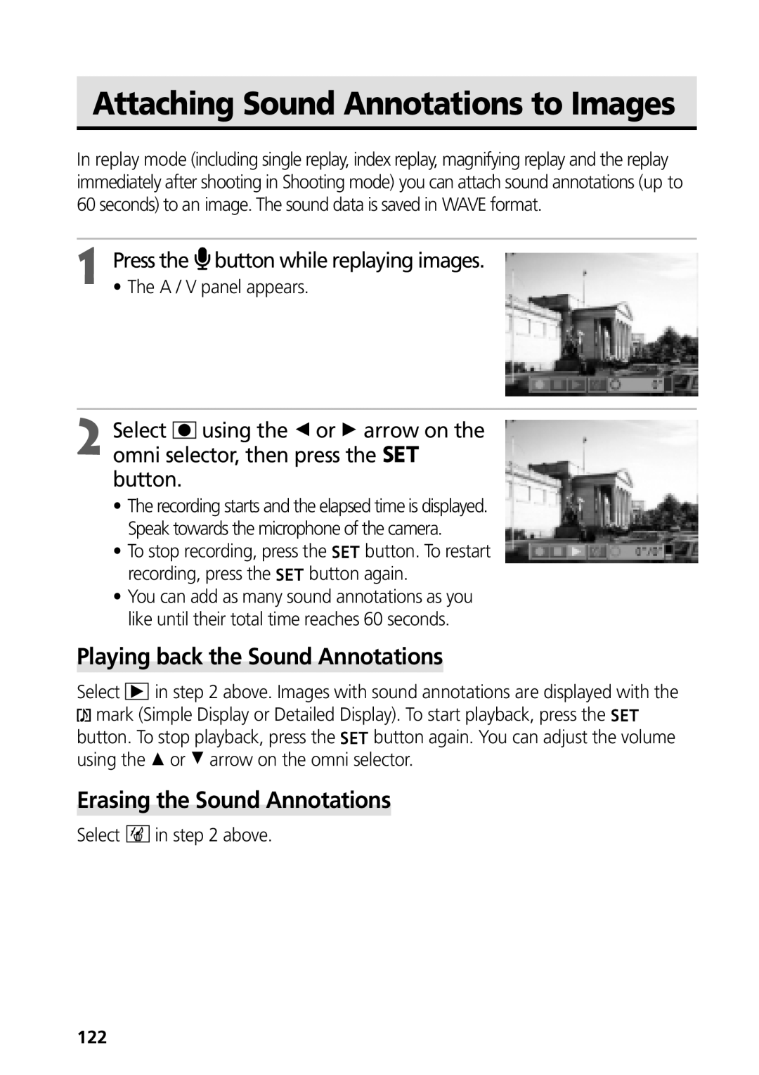 Canon G3 manual Attaching Sound Annotations to Images, Playing back the Sound Annotations, Erasing the Sound Annotations 