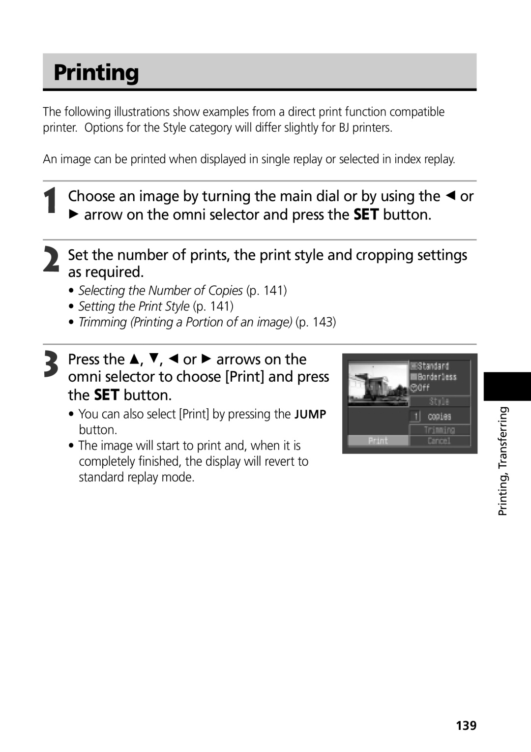 Canon G3 manual Printing, 139 