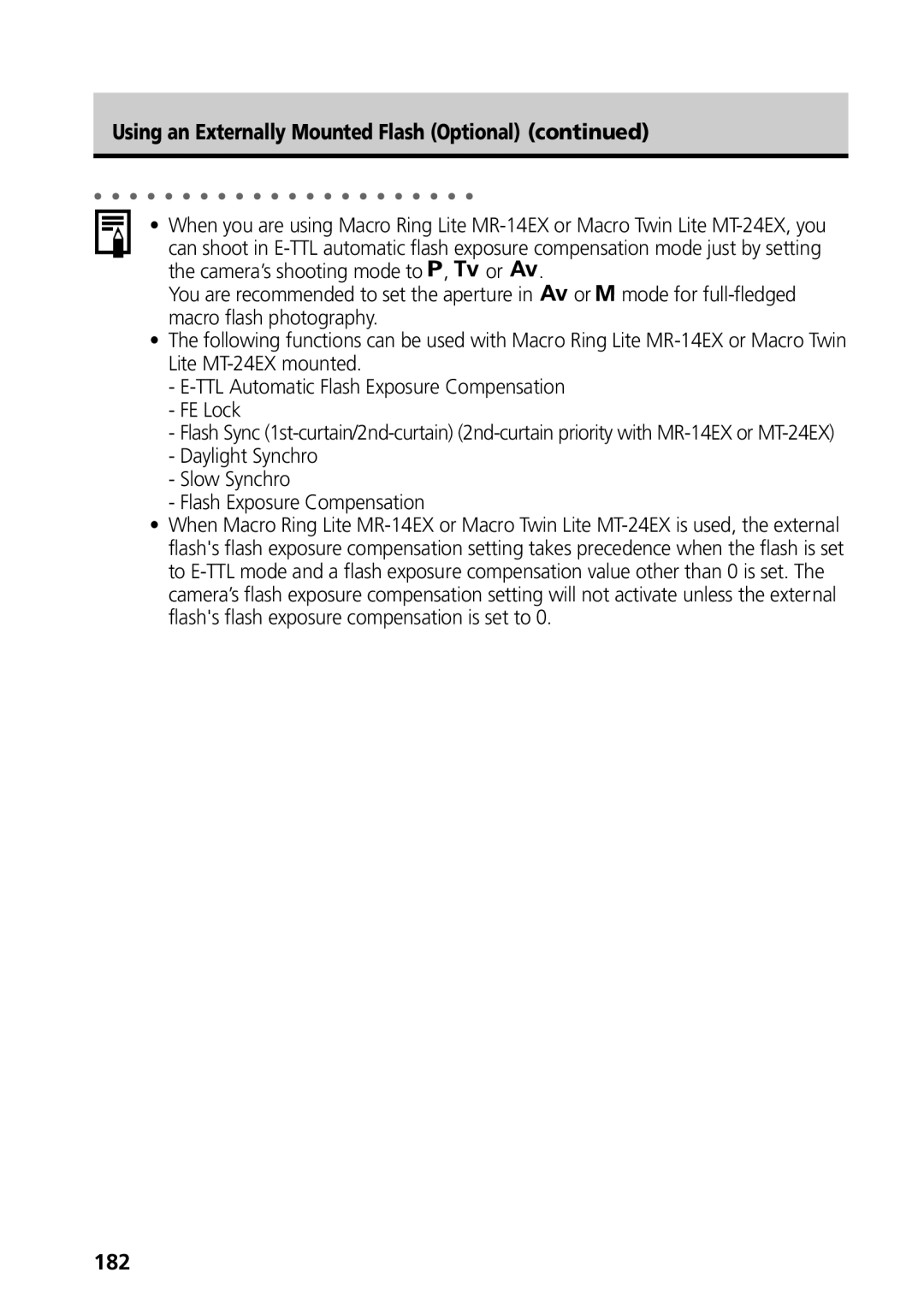 Canon G3 manual Daylight Synchro Slow Synchro Flash Exposure Compensation, 182 