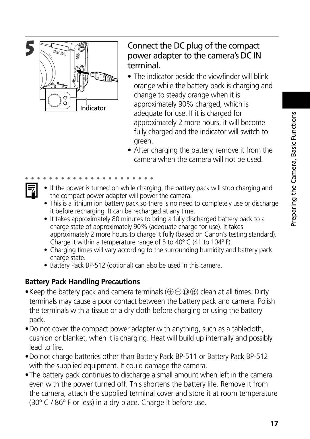 Canon G3 manual Battery Pack Handling Precautions 