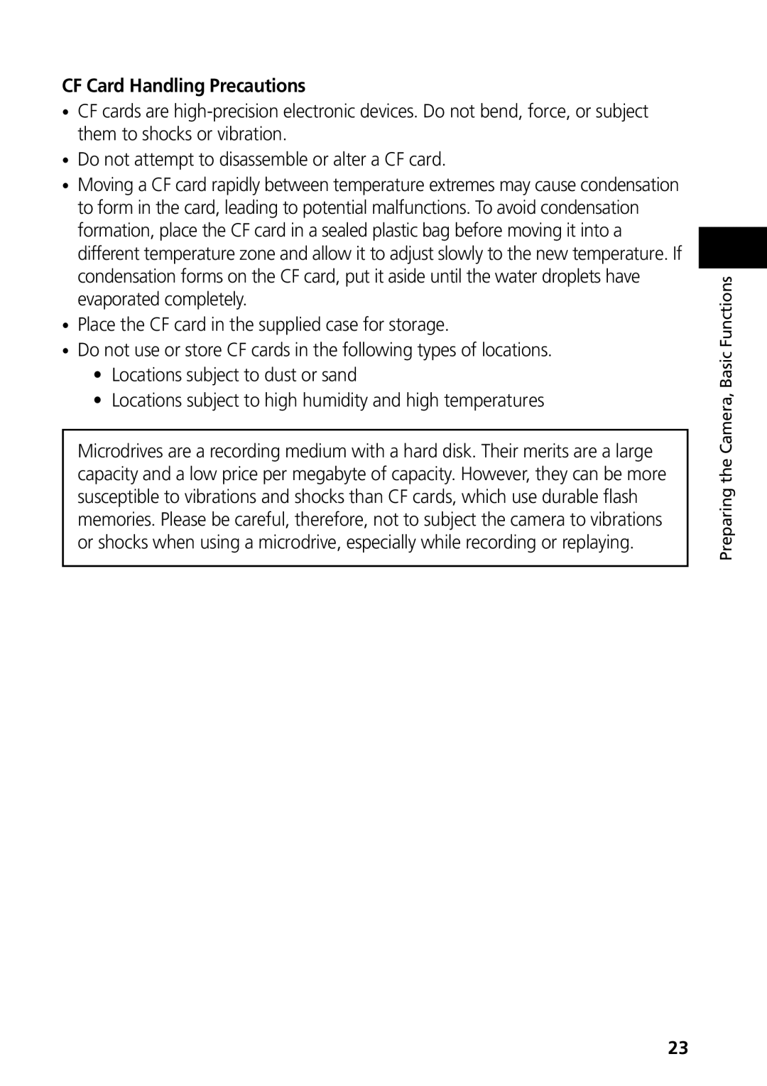 Canon G3 manual CF Card Handling Precautions 