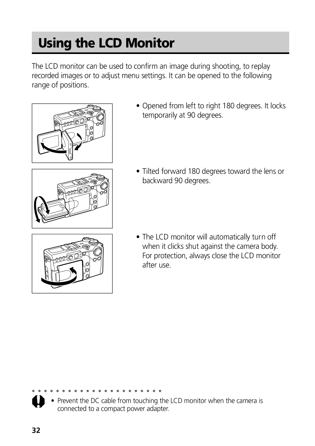 Canon G3 manual Using the LCD Monitor 