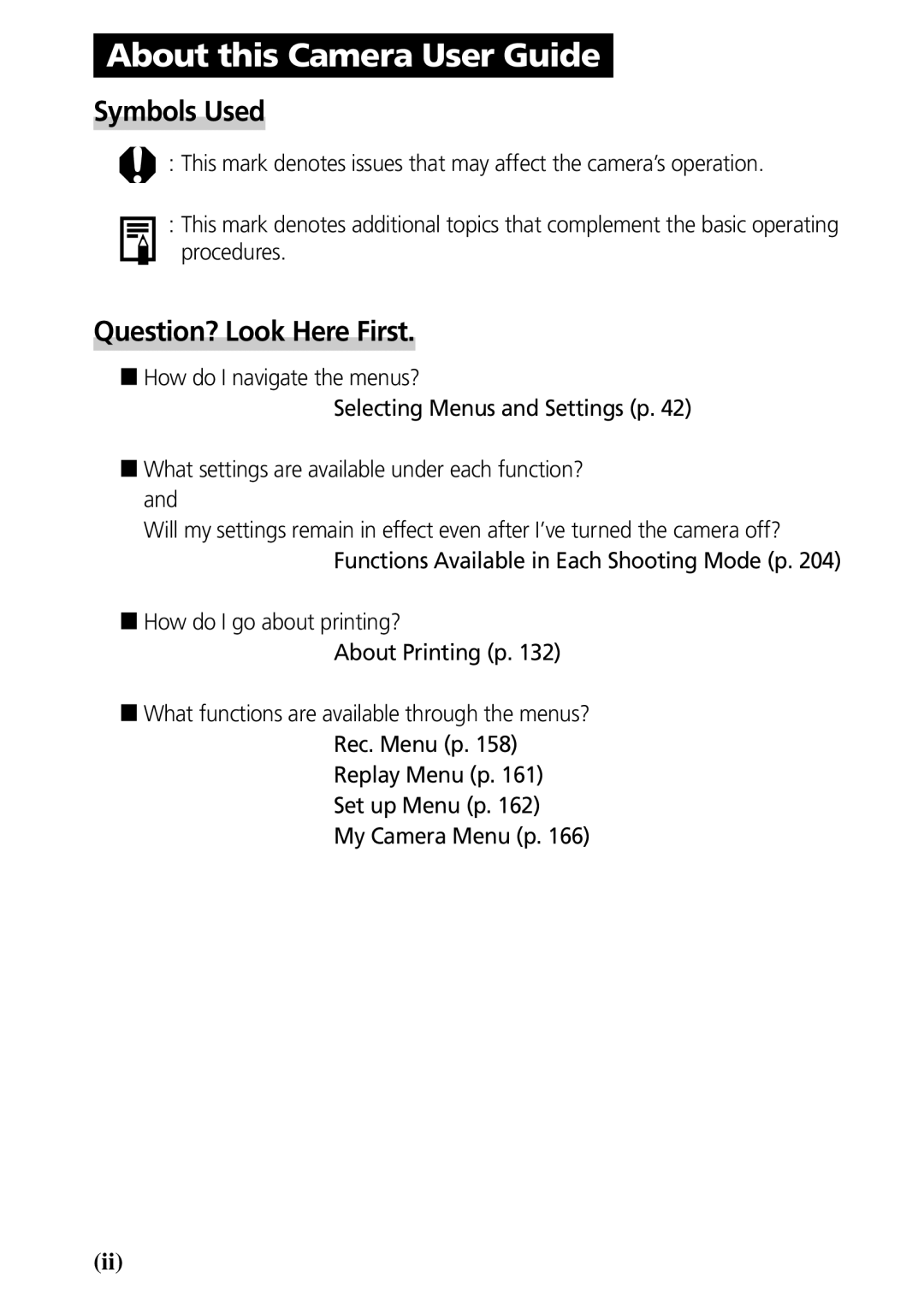 Canon G3 manual Symbols Used, Question? Look Here First, How do I go about printing? About Printing p 