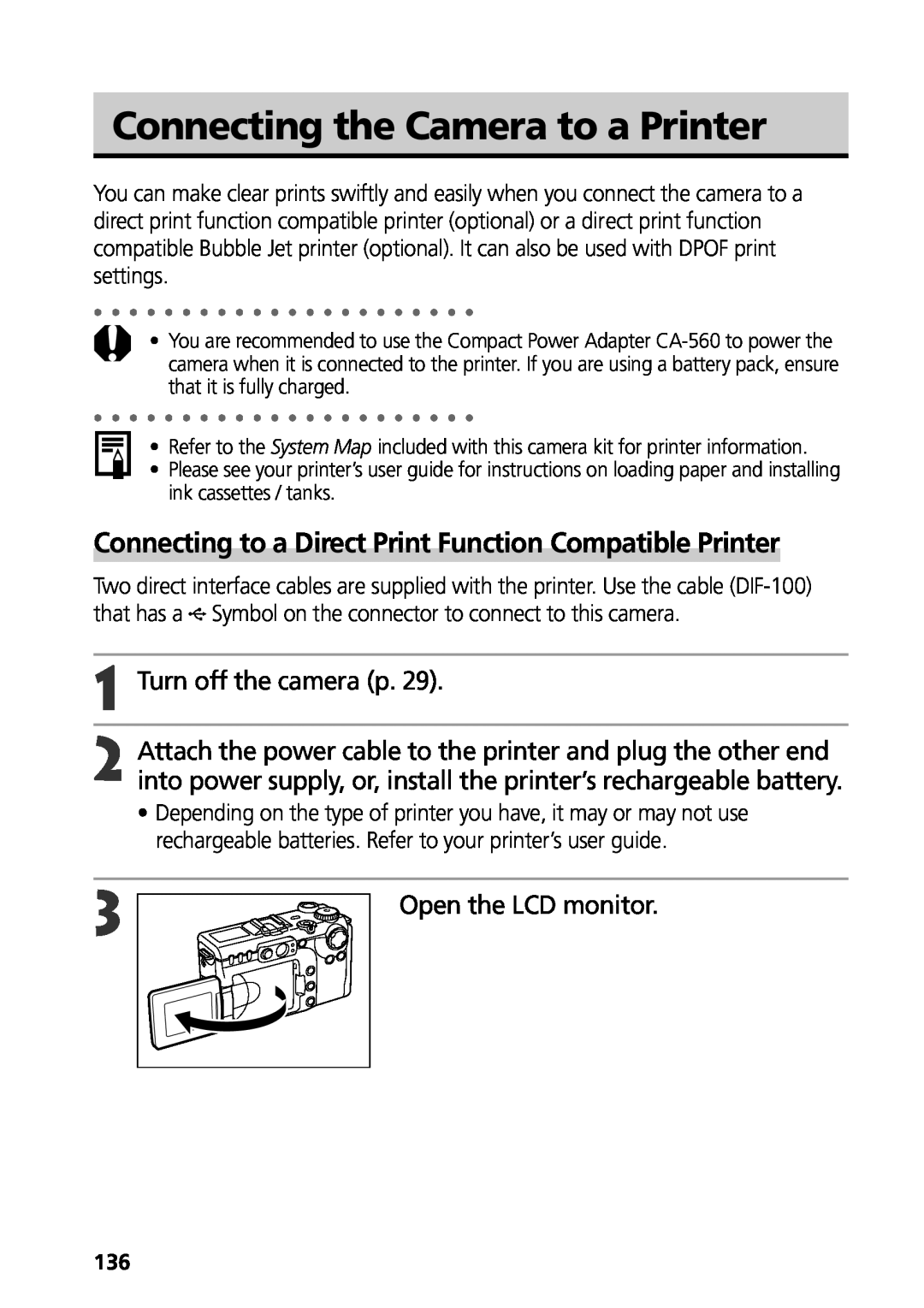 Canon G3 manual Connecting the Camera to a Printer, Connecting to a Direct Print Function Compatible Printer 