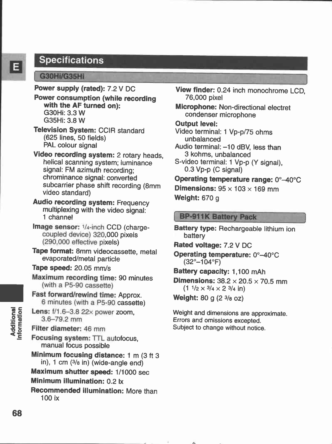 Canon G35, G30 manual 